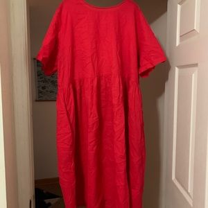 Linen midi dress with pockets